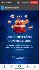 Bono de regalo por cumpleaños en Megapari