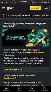 Potenciador de apuestas combinadas 1Bet